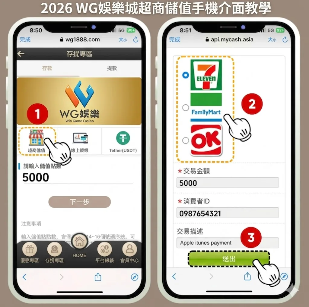 2026 WG娛樂城超商儲值手機介面教學